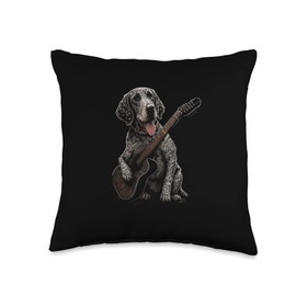 Guitar playing GSP German Shorthaired Pointer Throw Pillow