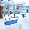 WYDHven Snow Shovel Pusher, 29.13-inch Metal Snow Pusher with Wheels