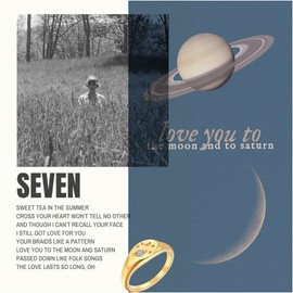 Joliernelle Love You to The Moon And to Saturn Ring Gold Moon Star Ring for Women Size 9