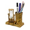 Music-Themed Pencil Holder with Hourglass, Resin Desktop Organizer for Office