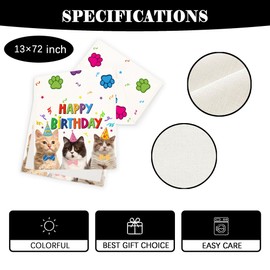 Watercolor Cat Table Runner Cat Birthday Table Cover Cat Them Party Paw Print Decor Cat Birthday Decorations Decorations for Home Party
