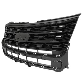 KUAFU Front Bumper Upper Grille Compatible with 2016-2017 Ford Explorer Replacement for FO1200578 FO1200577 FO1200579 Bumper Hood Grill Painted Black