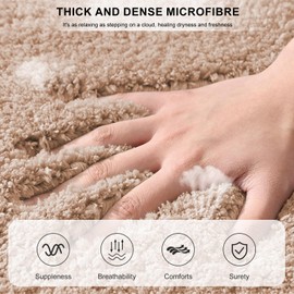 LUOJINYI Bath Mat, 50 x 80 cm, Non-Slip, Soft Water Absorbent, Shaggy High Pile Microfibre Mat for Bathroom, Machine Washable for Bath, Shower and Bathroom (Camel)
