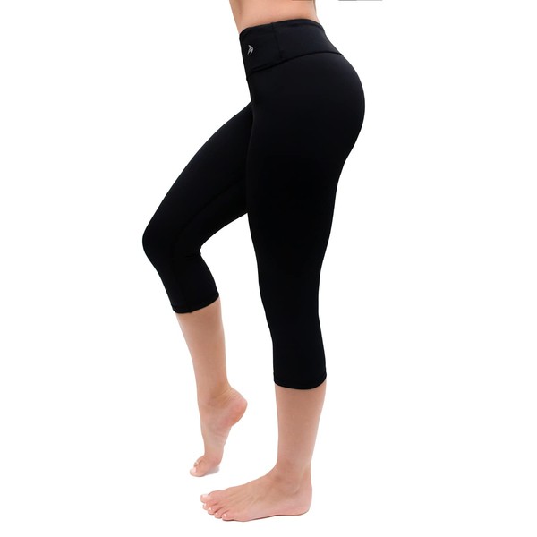 CompressionZ Compression Capri Leggings for Women - Yoga Capris, Running Tights, Gym - High Waisted Pants (Black, 2XL)