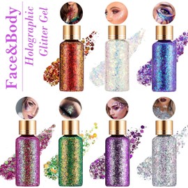 Gel holográfico con purpurina corporal para cara, cuerpo, uñas, súper duradero, impermeable, secado rápido, purpurina verde gruesa líquida para accesorios de maquillaje del día de San Patricio