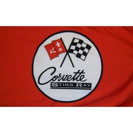 Nuge Corvette Sting Ray Car Flag 3' X 5' Red Indoor Outdoor Automotive Banner
