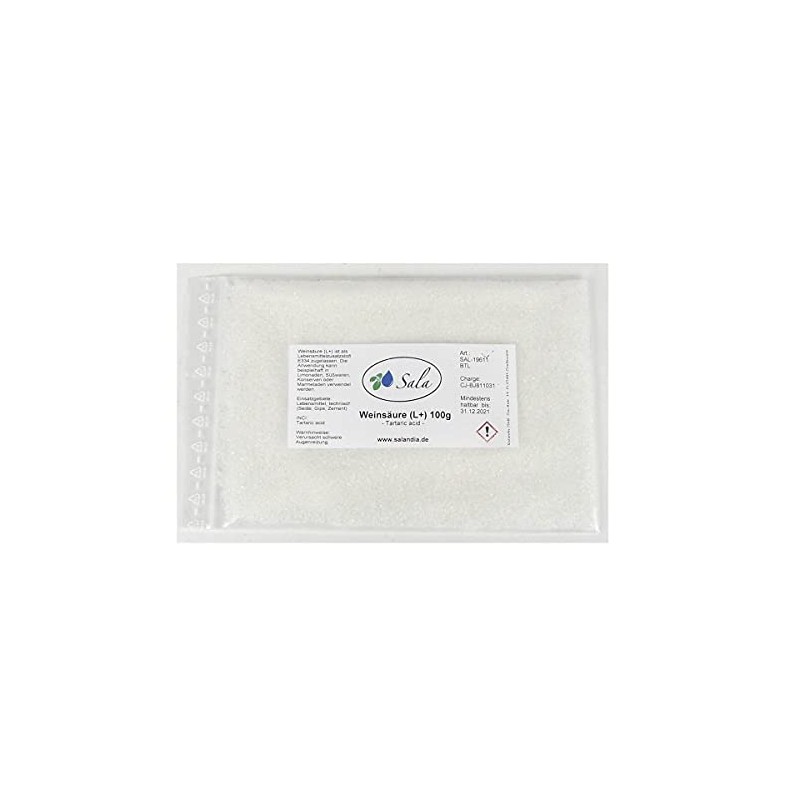 Sala Tartaric Acid Semolina E 334 Food Grade 100 g