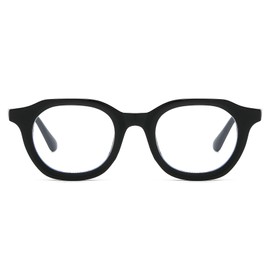 JCTAIFOO Vintage Round Sunglasses Women Men Retro Oval Sunglasses Trendy Tinted Glasses, Black/Clear