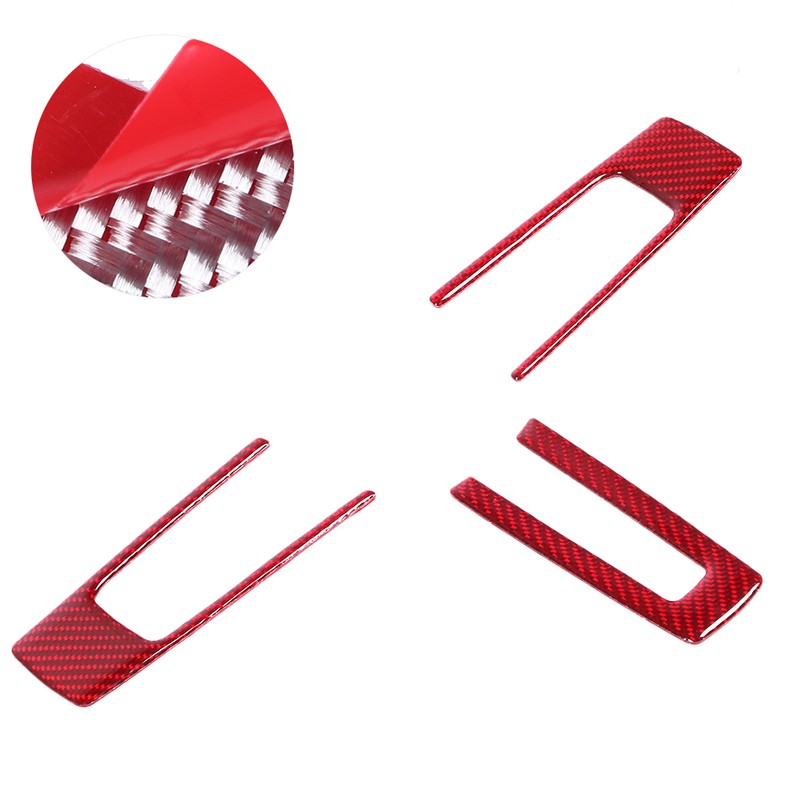 3Pcs Steering Wheel Frame Sticker Carbon Fiber Button Cover Trim