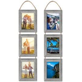 VMUZEDER 5x7 Wall Hanging Picture Frames Collage with 3 Opening Frames Grey 2 Pack