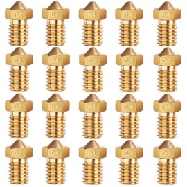E3D Nozzles, ExcelFu M6 0.4mm Brass Nozzle Extruder Print Head for 1.75mm Filament E3D V5-V6 3D Printer, Pack of 20