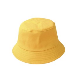 Boolavard Unisex 100% Cotton Packable Summer Travel Bucket Beach Sun Hat (S-M, Yellow)