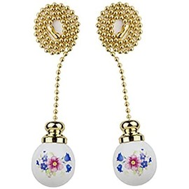 Luo Qiufa Ceiling Fan Pull Chain, 12 Inches Handle Ceramic Zipper Extension Chandelier Ceiling Fan Zipper 2pcs