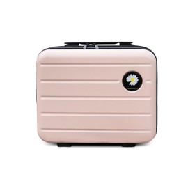 HAHONIA 16 inches Large Capacity Hard Shell Cosmetic Case with Zipper and Handle Makeup Travel Case for Women Girl Pink