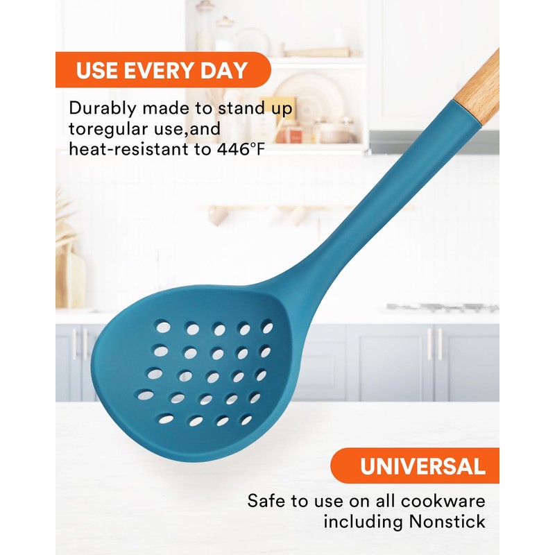 Kitchen Ladle Strainer, Large Slotted Spoon with High Heat Resistant