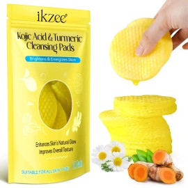 Kojic Acid Turmeric Cleansing Pads 60pcs Facial Exfoliating Pads Skin Care Brightening Texture Support Toner Pads Gentle Peeling Pads Korean Skincare Spa Set Gift Set