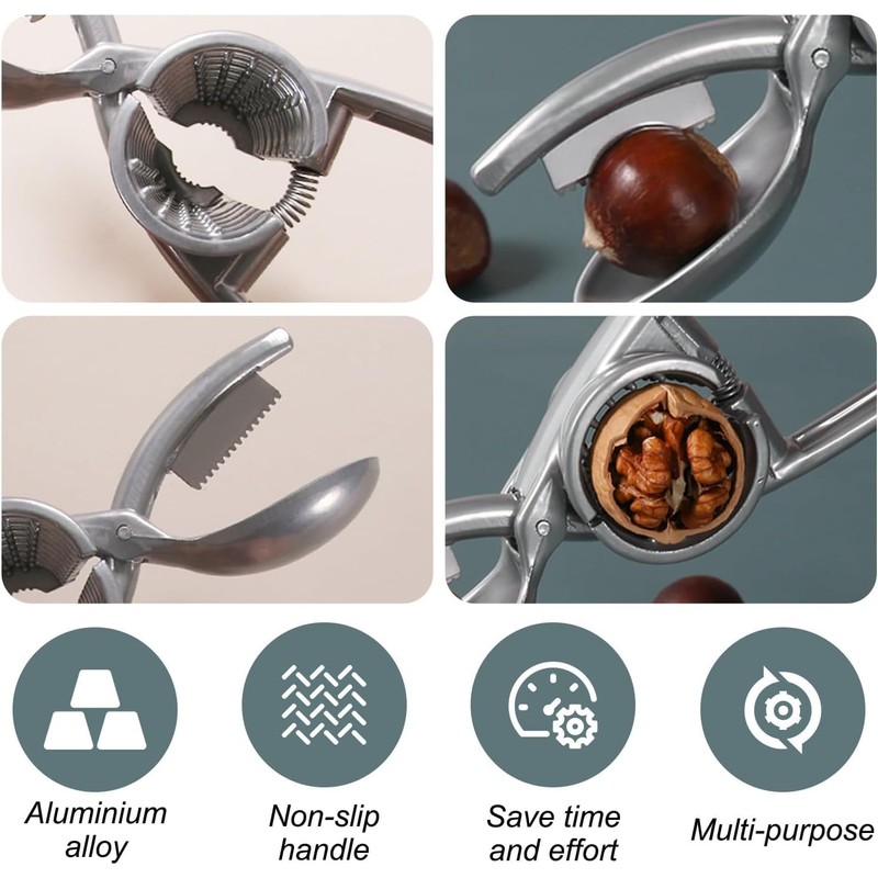 2 in 1 Alloy Nut Cracker,Aluminum Nutcracker Chestnut Cutter Tool,2-in-1