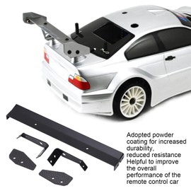 Yuecoom RC Rear Wing 1/10 RC Rear Spoiler Wing Aluminium Alloy Universal Upgrade RC Car Replacement Parts for 1/10 Remote Controlled Vehicle Black