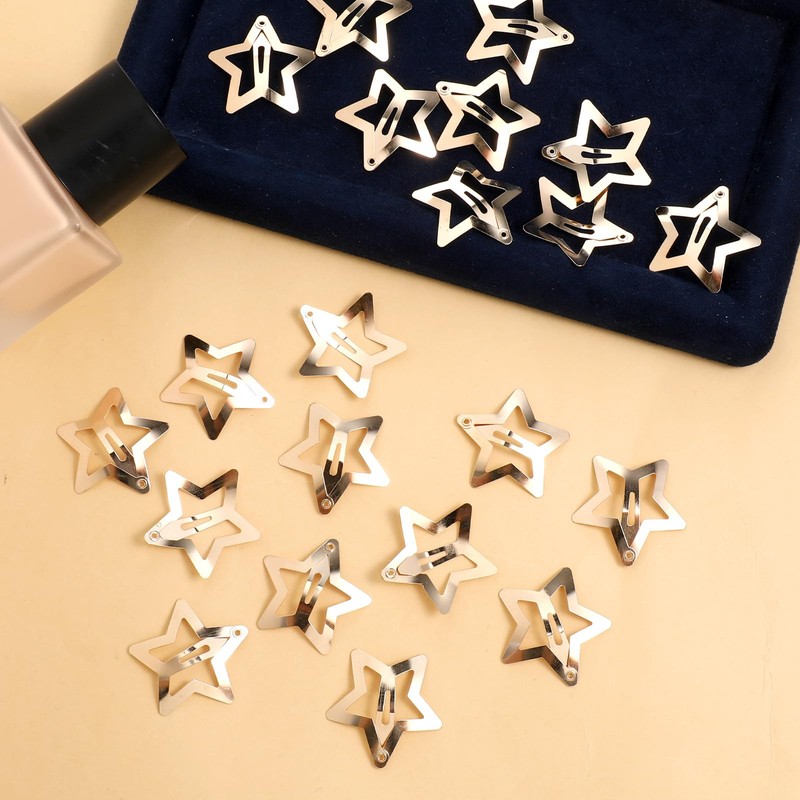 BOHUIZ 50 PCS Star Hair Clips, Snap Star Hair Barrettes