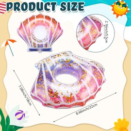 Honeydak 12 Pieces Inflatable Drink Holder Shell Drink Floats Sequin Reusable Inflatable Sea Animal Cup Coasters Pool Cup Holders for Summer Swimming Party Favors Decoration(Colorful)