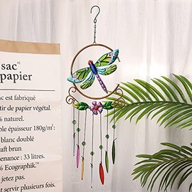 FLCSIed Dragonfly Wind Chime Indoor/Outdoor - Waterproof 4 Gold Aluminum Tube Handmade Metal Music Wind Chime, Mobile Romantic Wind-Bell for Home, Party, Festival Decor, Garden Decoration