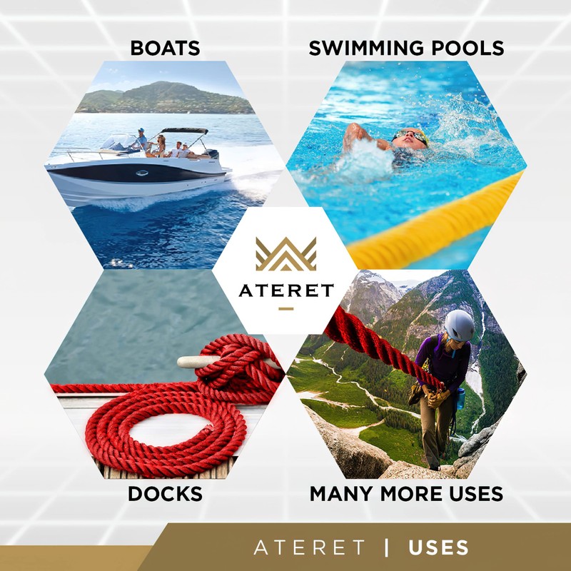ATERET Twisted 3-Strand Red Polypropylene Rope Monofilament I 3/8" x