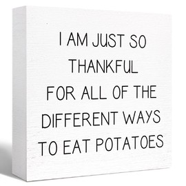 Kitchen Wood Sign Decor,Rustic Kitchen Wood Block Signs for Kitchen Shelf Counter Table Decor,Funny Kitchen Sign Farmhouse Kitchen Sign Counter Decoration (I'm Just So Thankful)