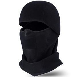 Bafup Balaclava, Balaclava, Fleece Lined, Cold 30°C, No Stiffling, 360° Heat Retention Windproof, Neck Guard, Cold Protection, Windproof, Dustproof, Mountain Climbing, Skiing, Snowboarding, Bicycle, Snowboarding, Road Bike, Cycling, Outdoor Activities, Unisex, 1black