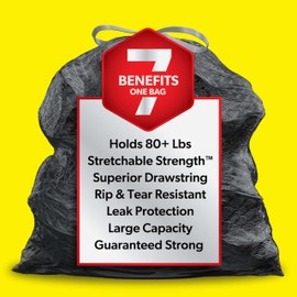 Glad Large 30 Gallon Trash Bags, Unscented Heavy Duty Garbage Bags, Forceflex with Drawstring, 68 Count (Packaging May Vary)