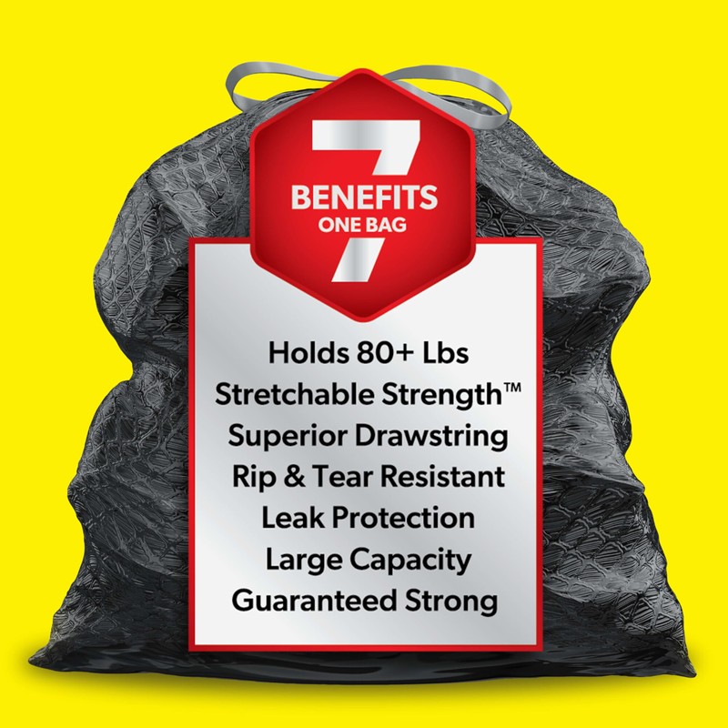 Glad Large 30 Gallon Trash Bags, Unscented Heavy Duty Garbage