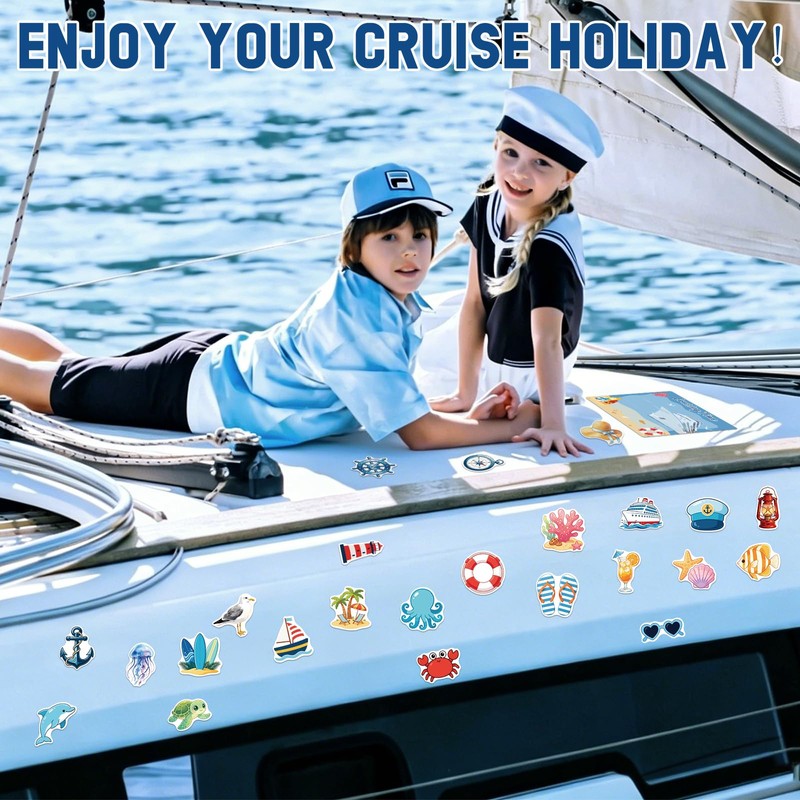 27PCS Cruise Door Decorations Magnetic, Cute Nautical Cruise Door Magnets