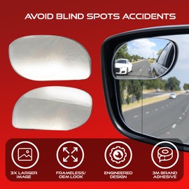 Blind Spot Convex Car Mirror - Rearview Accessories for Car Interior - Automotive Blindspot Mirrors for Larger Image and Improved Traffic Safety (2-Pack)