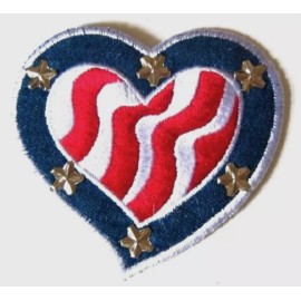 Wright's Wrights Silver Stars/Wavy Stripes Heart 3" x 3 1/4" Iron-On Applique wp-30