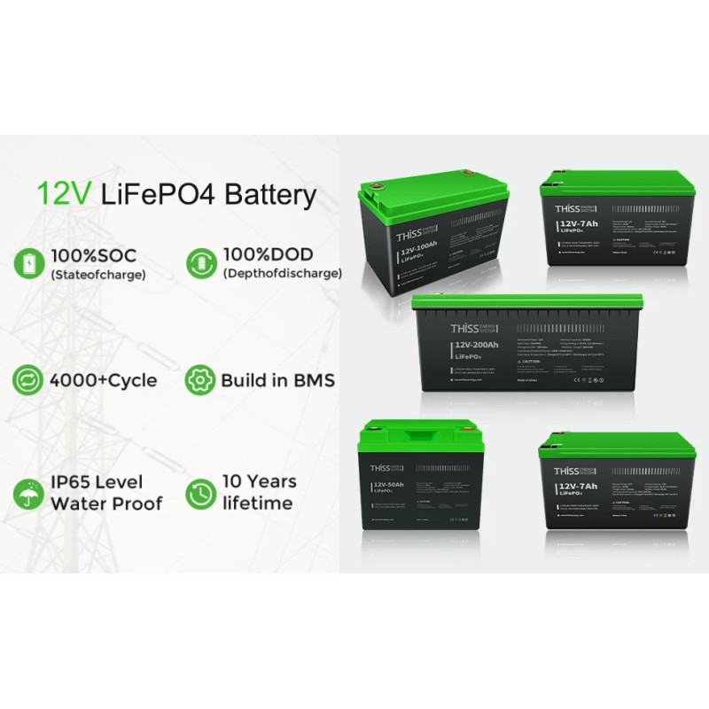 THISS LiFePO4 Lithium Battery 12V 7.0Ah for RV Off-grid Trolling