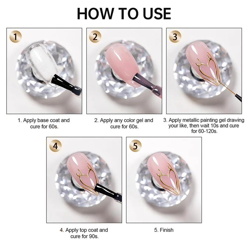 NAILKISS 2pcs Sliver&Gold Metallic Mirror Painting Gel Polish