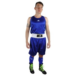 FIRE SPORTS® Uniforme Oficial Azul Box Olímpico Varonil (Azul, Extra Grande)