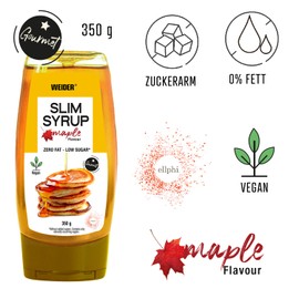 Weider Weider Slim Syrup 350g Ahorngeschmack, 100% vegan, 0% Fett, kalorienarm, ohne Zuckerzusatz, fr Pfannkuchen, Kochen und Backen