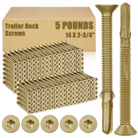 Yaocom 5 Lbs 184 Pcs #14 x 2-3/4" Self Tapping Trailer Deck Screws Wood to Metal Reamer Screw Self Drilling with Wings Star Head for Trailers Flatbeds Fastening Wood to Steel Metal Construction
