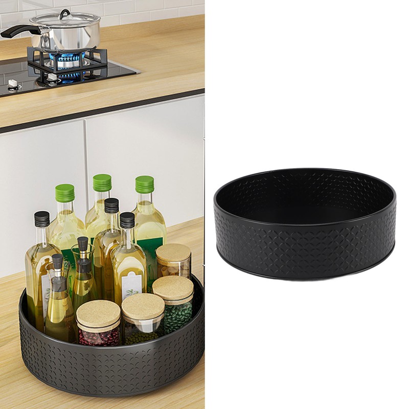 Turntable Spice Rack 360 Degree Rotatable Large Capacity Multifunctional Carbon