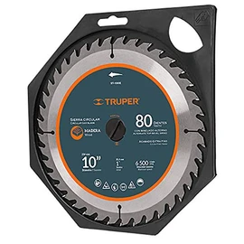 Truper ST-1080, Disco sierra p/madera 10", 80 dientes, centro 5/8"