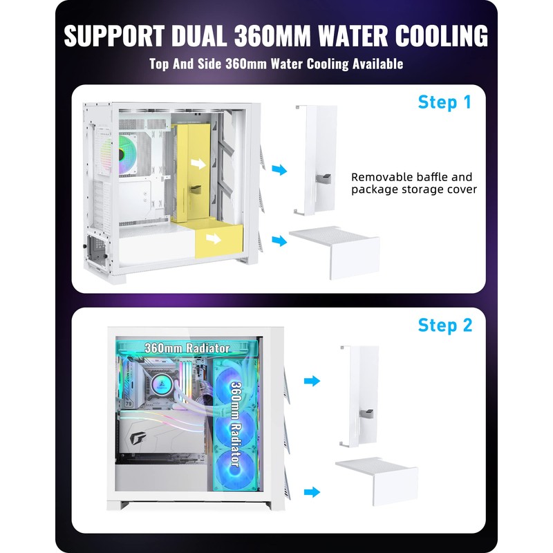 Segotep T3 White Mid-Tower ATX Gaming PC Case, Support Top
