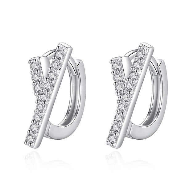 VIKI LYNN 925 Sterling Silver Initial Hoop Earrings Cubic zirconia