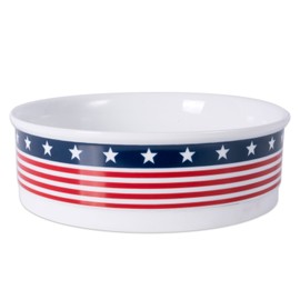 Bone Dry Stars & Stripes Patriotic Flag Ceramic Pet Bowl