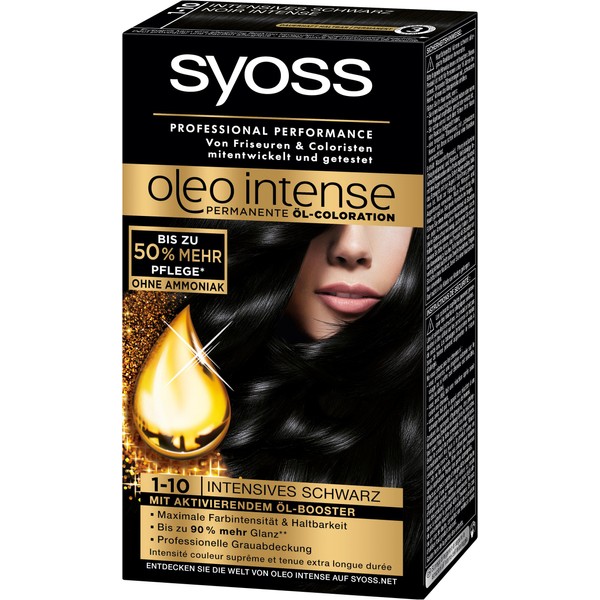 Syoss Oleo Intense Colouration, 1-10 Black, Pack of 3 (3 x 115 ml)