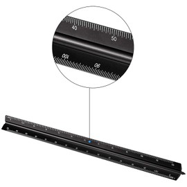 6 Pcs Triangular Ruler Set 12 Inch Engineering Scale Aluminum Architect Drafting Ruler Metal Protractor Arquitectura Accessories for Students Draftsman Engineers Metric(Black)