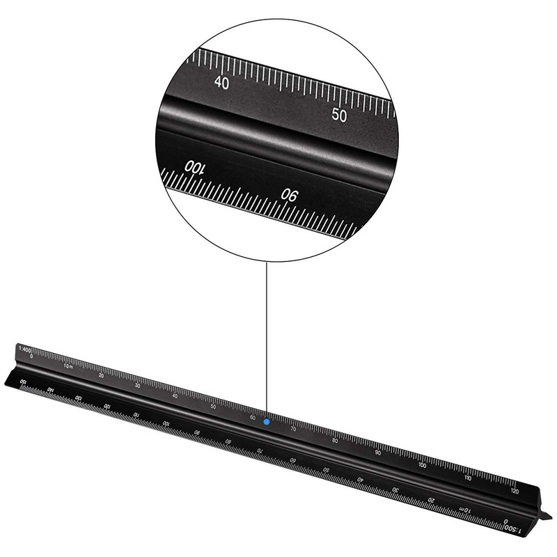6 Pcs Triangular Ruler Set 12 Inch Engineering Scale Aluminum