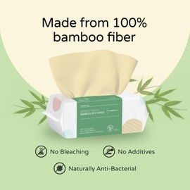 PoeticEHome Ultra-Soft 100% Pure Bamboo Dry Baby Wipes for Sensitive Skin - Unscented & Unbleached Facial Tissue Cloths, Hypoallergenic, 2X Softer than Cotton - Wet or Dry Use, 400 Count