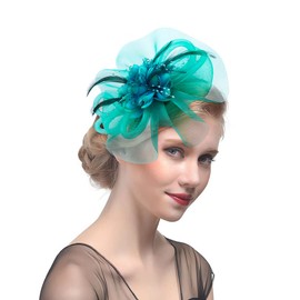 Feather Net Hat Women Wedding Hair Clip Ladies Flower Wedding Fascinator Bride Headwear Corsage Hair Band Brooch Girl Vintage Handmade Hairpin with Beads for Ball Banquet Cocktail Party Festival Cap