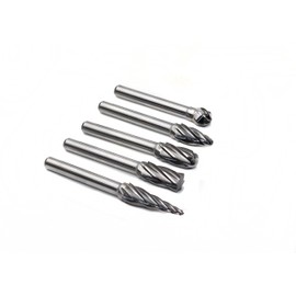 YUFUTOL Carbide Burrs for Aluminum - 5pcs Aluma Cut Carbide Rotary Burr Files Set 1/4"(6.35mm) Shank for Die Grinder Drill,Metal Carving,Polishing,Engraving, Drilling
