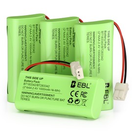 EBL BT183342/BT283342 2.4V 1000mAh Ni-MH Battery, Compatible with AT&T VTech Cordless Phone Batteries BT166342/BT266342 CS6709 CS6609 CS6509 CS6409 EL52100 EL50003 (Pack 4) Green